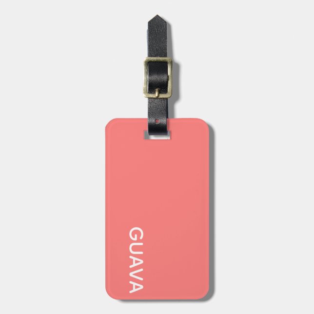 Guava pink colour name luggage tag (Front Vertical)