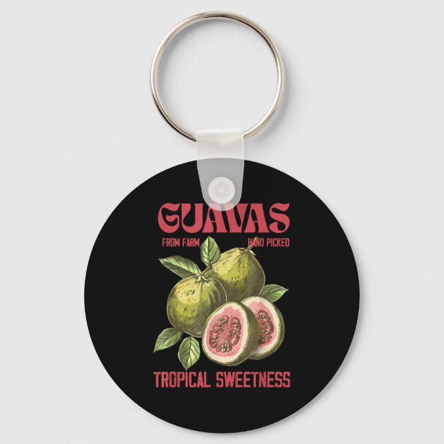 Guavas Retro Commercial Graphic Tee, Vintages Guav Keychain (Front)