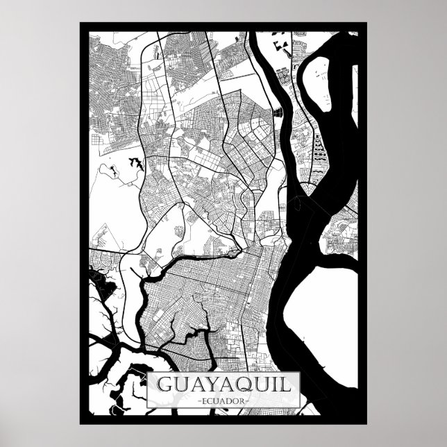 Guayaquil Ecuador Map Poster (Front)