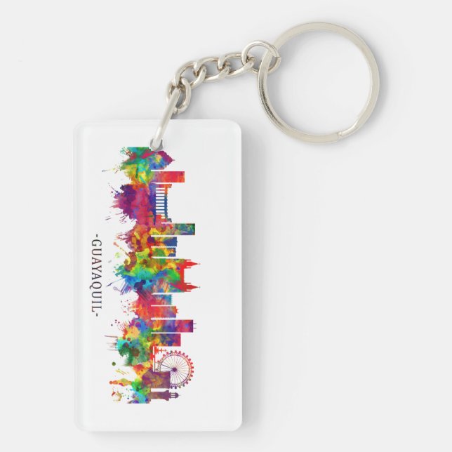 Guayaquil Ecuador Skyline Keychain (Back)