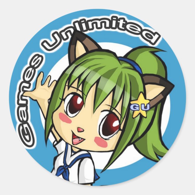 GUButton, Games Unlimited Classic Round Sticker (Front)