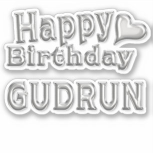 Gudrun Happy Birthday silver sticker