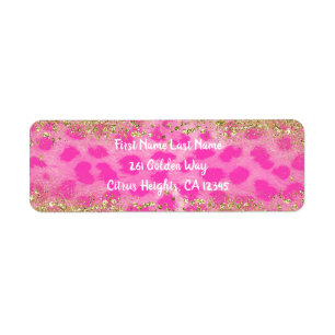 Guépard Rose Impression Léopard Doré Paillettes Te