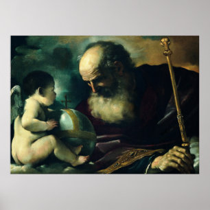 Guercino - God the Father and Angel - 1620 Poster