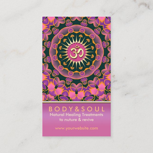 Guérir l'énergie rose OM Yoga Cartes de visite (Dos)