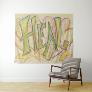 Guérir Mot Coeur Art Tapisserie Mur pendaison
