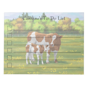 Guernsey Cow & Cute Calf in Summer Pasture Notepad