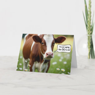 Guernsey Cow Humour For 80th Birthday Card