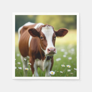 Guernsey Cow In Wildflower Field Napkin