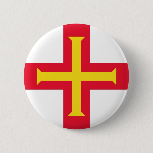 Guernsey flag badge 2 inch round button (Front)