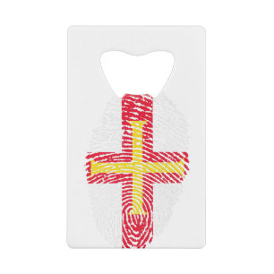 Guernsey Flag Fingerprint Country Pride Credit Card Bottle Opener