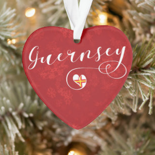 Guernsey Flag Heart, Channel Islands Ornament