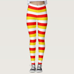 Guernsey flag stripes red yellow white pattern Nor Leggings
