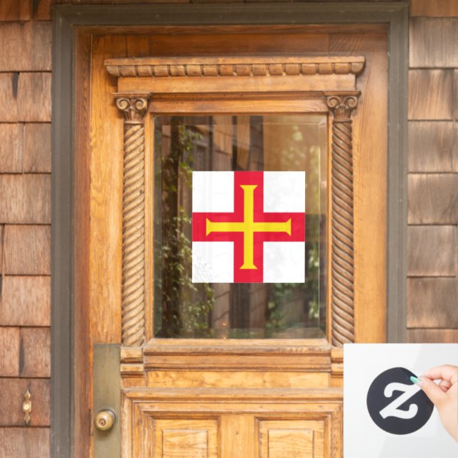 Guernsey flag window cling (Home Door)