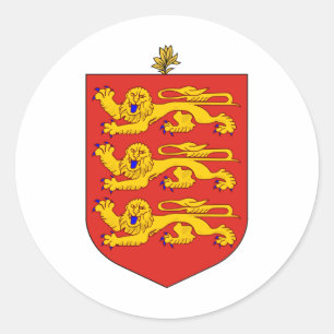 Guernsey Official Coat Of Arms Heraldry Symbol Classic Round Sticker