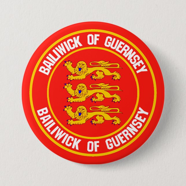 Guernsey Round Emblem 3 Inch Round Button (Front)