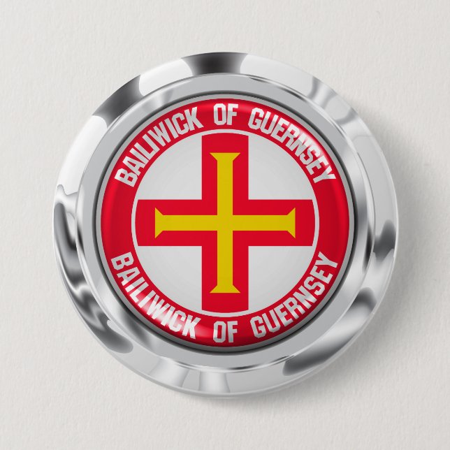 Guernsey Round Emblem 3 Inch Round Button (Front)