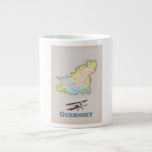 Guernsey vintage map large coffee mug