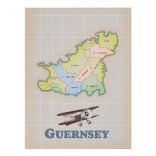 Guernsey vintage map poster