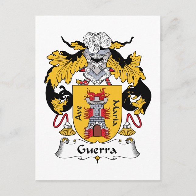 Guerra Family Crest Postcard (Front)