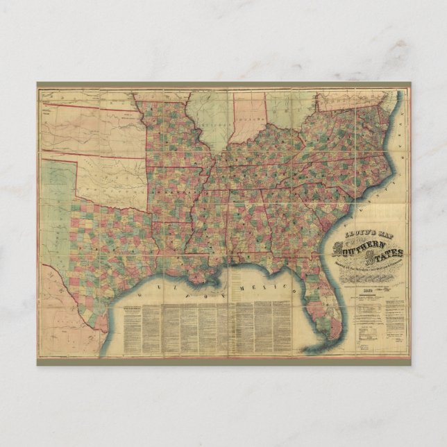 Guerre civile États du Sud Carte de J. Lloyd (1862 (Devant)