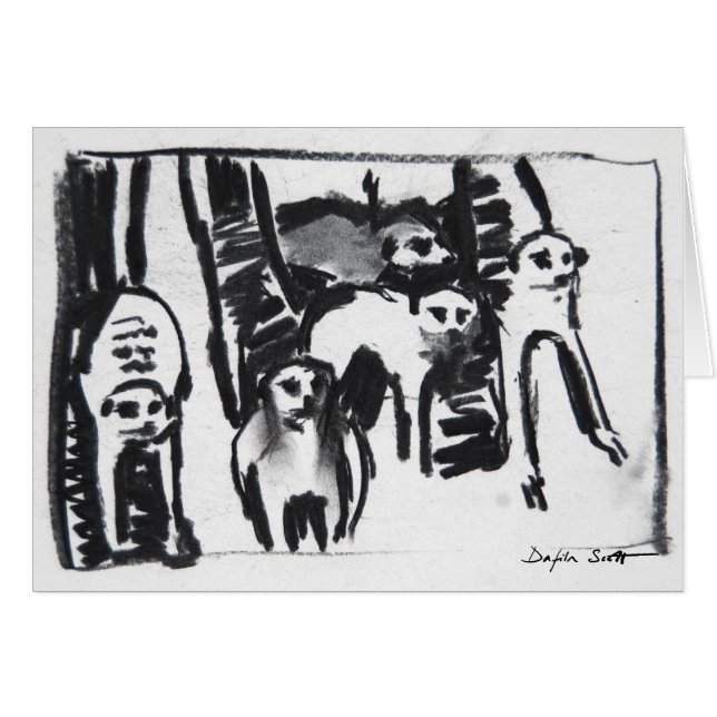 Guerre-danse de Meerkats - carte d'art (Devant horizontal)