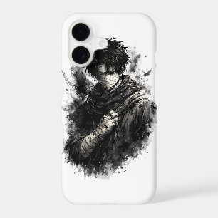Guerrier d'anime sombre Ninja bandagé Art Grunge
