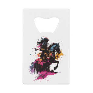 Guerrier équitation cheval en aquarelle