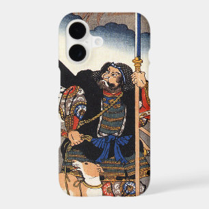 Guerrier samouraï et son chien - Gravure sur bois