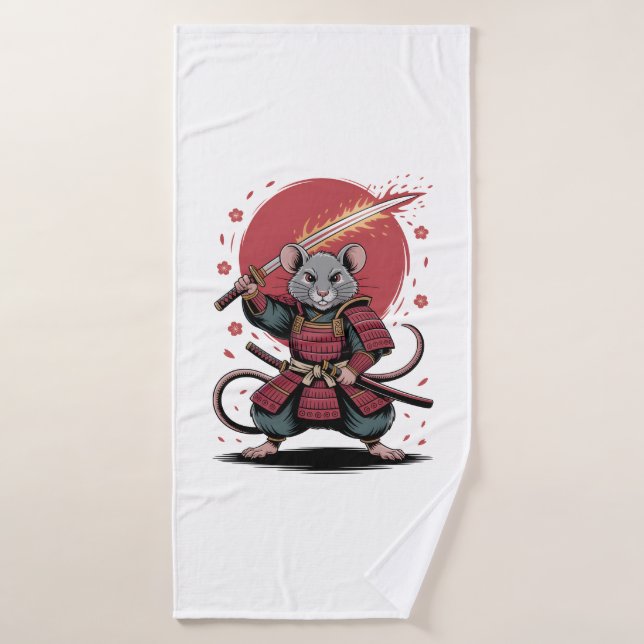 guerrier Samouraï Rat (Serviette de bain)