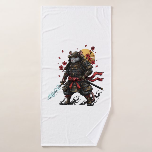 guerrier Samouraï Rat (Serviette de bain)