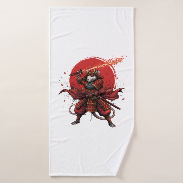 guerrier Samouraï Rat (Serviette de bain)