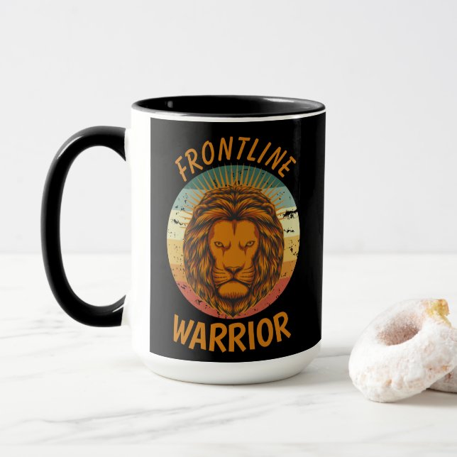 Guerrier urbain Lion jaune Frontline Guerrier Mug (Avec donut)