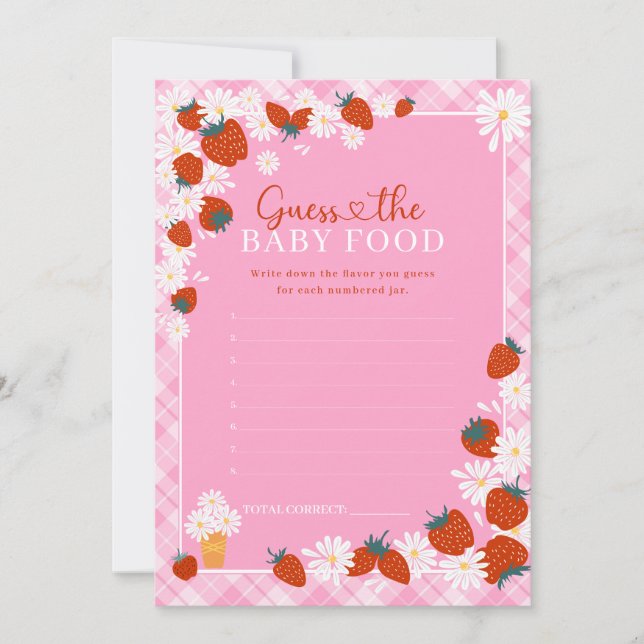 Guess Baby Food Berry Sweet Baby Shower Game Card (Front)