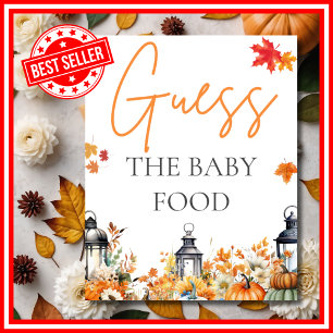 GUESS BABY FOOD Little Pumpkin Baby Shower GAME Poster