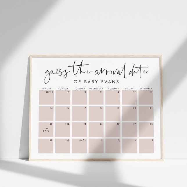 Guess Baby's Arrival Date Baby Shower Game Poster (Creator Uploaded)