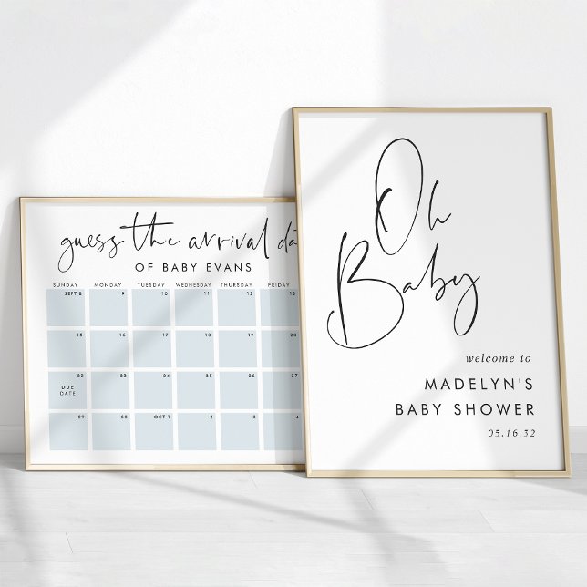 Guess Baby's Arrival Date Baby Shower Game Poster Zazzle