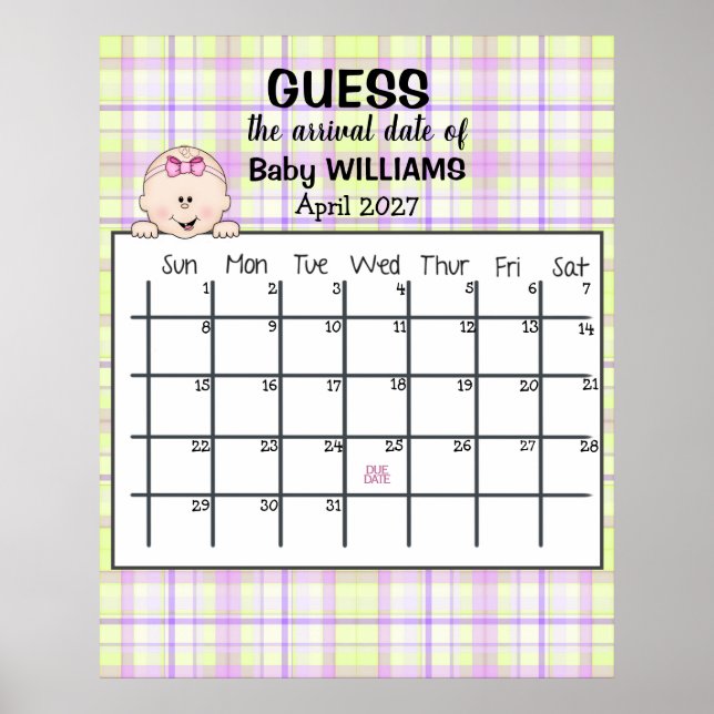 Guess Date d'échéance Calendrier Baby Girl Poster (Devant)