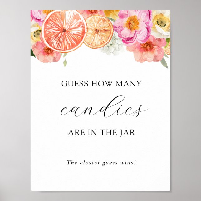 Guess How Many Are in the Jar Shower Game Poster (Front)