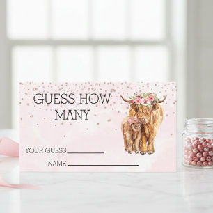 Guess how Many Baby Shower Highland Cow Game  Business Card