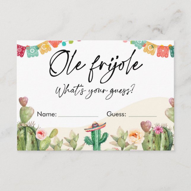 Guess How Many Beans Ole Frijole Shower Game Card (Front)