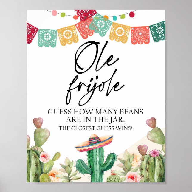  Guess How Many Beans Ole Frijole Shower Game Poster (Front)