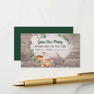 Guess How Many Bears Woodland Baby Shower Game Enclosure Card