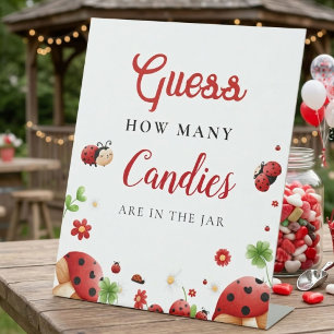 Guess how many candies love bug Baby shower Sign