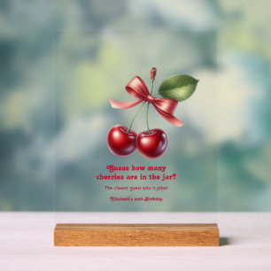 Guess How Many Cherries in the Jar? Birthday Party Acrylic Sign