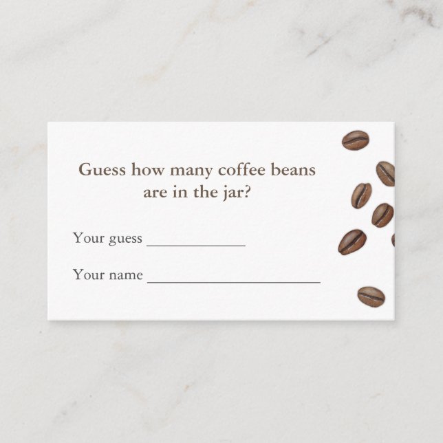 Guess How Many Coffee Beans Bridal Shower Game Enclosure Card (Front)
