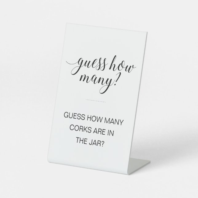 Guess How Many Corks Bridal Shower Activity Pedestal Sign (Front)