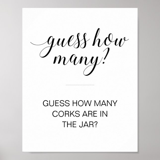 Guess How Many Corks Bridal Shower Game Poster (Front)