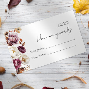 Guess How Many Corks   Burgundy Fall Bridal Shower Enclosure Card