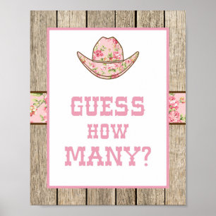 Guess How Many Cowgirl Baby Shower Sign
